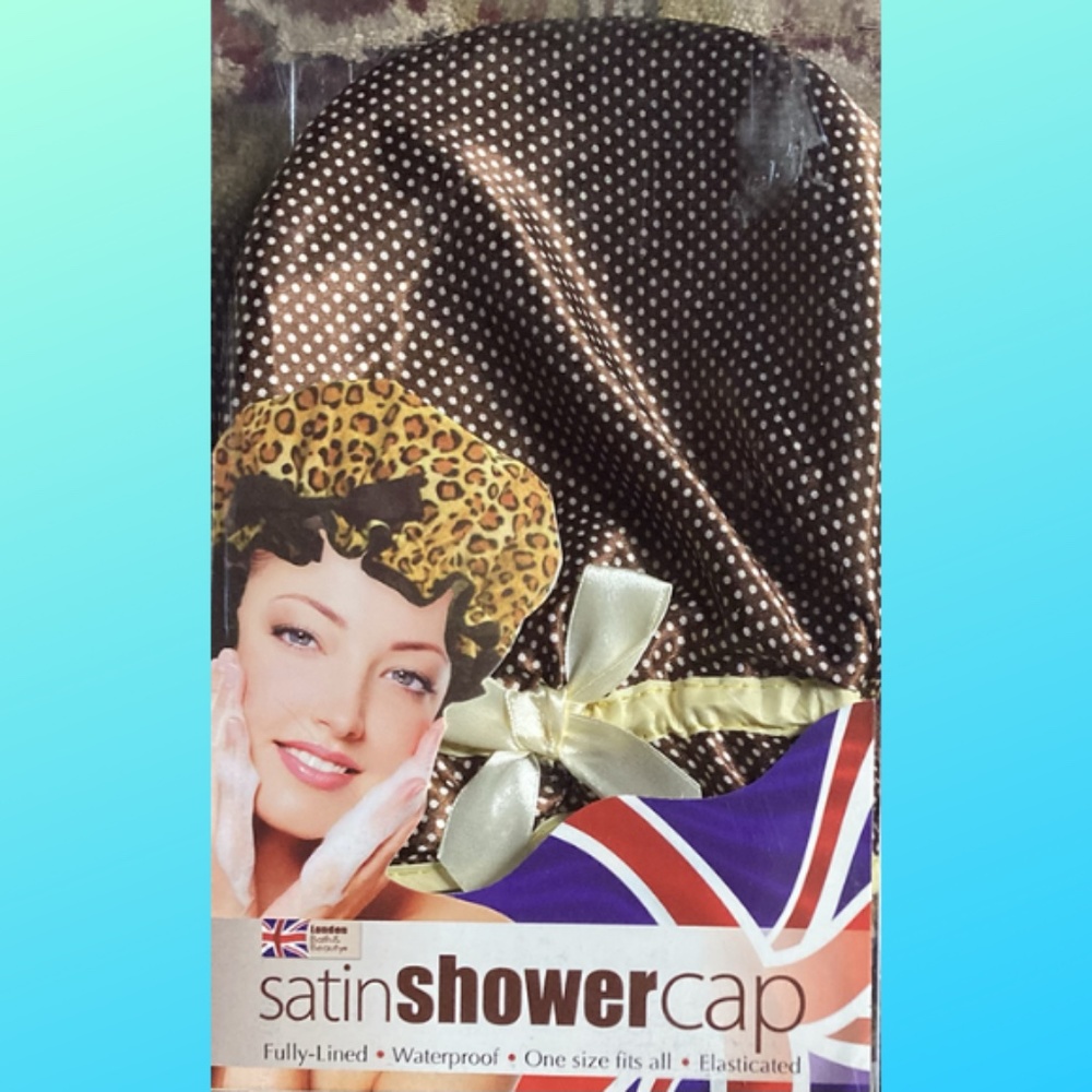 Satin Shower Cap -  Fully Lined Waterproof - Elastic - One Size Fits All